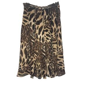 Coldwater Creek Lined Leopard Animal Print Midi Skirt Women's Size Medium